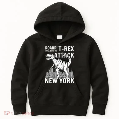 T-Rex Attacks New York Kids Hoodie