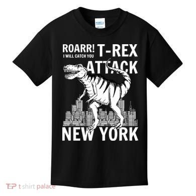 T-Rex Attacks New York Kids T-Shirt