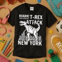 T-Rex Attacks New York Kids T-Shirt thumb 3