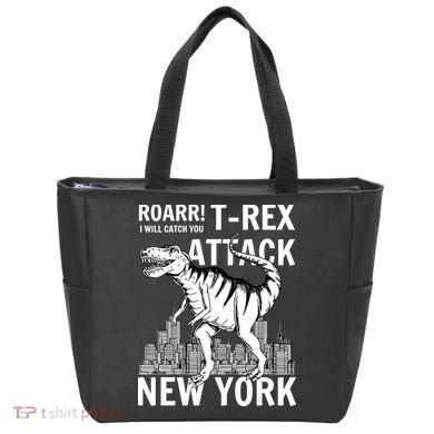 T-Rex Attacks New York Tote Bag