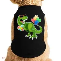 T-Rex Autism Awareness Puzzle Dinosaur  Doggie Tank thumb 0