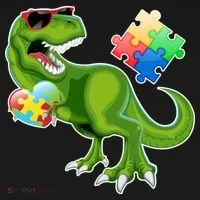 T-Rex Autism Awareness Puzzle Dinosaur  Doggie Tank thumb 4