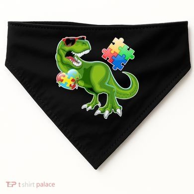 T-Rex Autism Awareness Puzzle Dinosaur  USA-Made Doggie Bandana