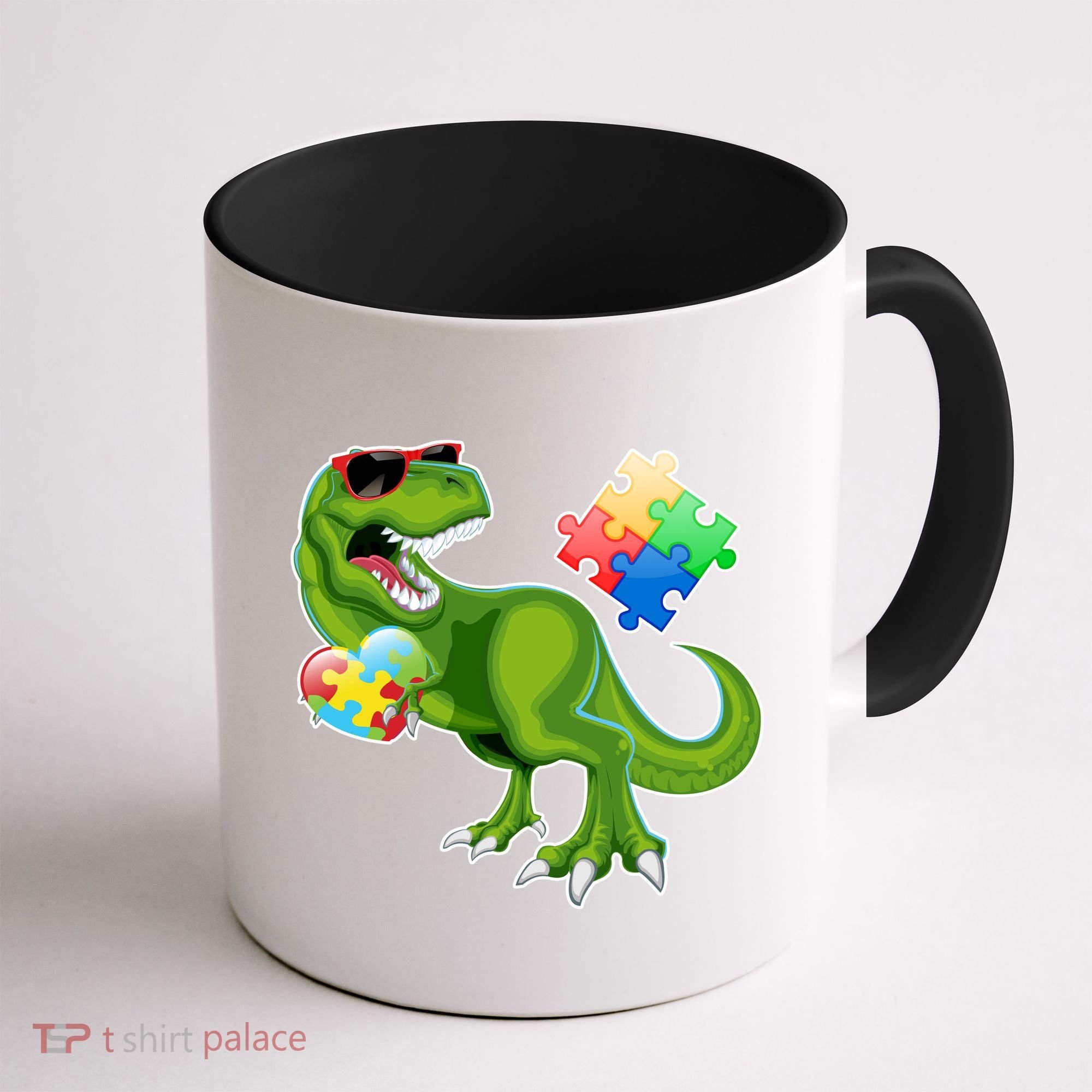 T-Rex Autism Awareness Puzzle Dinosaur  Coffee Mug