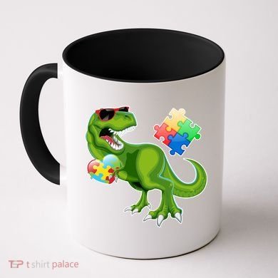 T-Rex Autism Awareness Puzzle Dinosaur  Coffee Mug