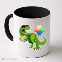 T-Rex Autism Awareness Puzzle Dinosaur  Coffee Mug thumb 0