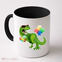 T-Rex Autism Awareness Puzzle Dinosaur  Coffee Mug thumb 0