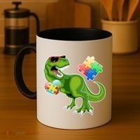 T-Rex Autism Awareness Puzzle Dinosaur  Coffee Mug thumb 4