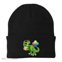 T-Rex Autism Awareness Puzzle Dinosaur  Beanie thumb 0