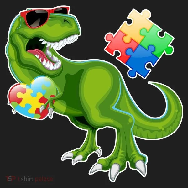 T-Rex Autism Awareness Puzzle Dinosaur  Beanie