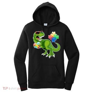T-Rex Autism Awareness Puzzle Dinosaur  Women's Hoodie