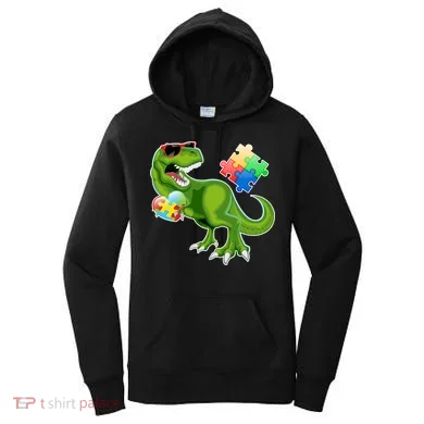 T-Rex Autism Awareness Puzzle Dinosaur  Women's Hoodie