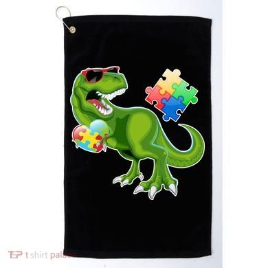 T-Rex Autism Awareness Puzzle Dinosaur  Golf Towel