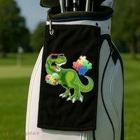 T-Rex Autism Awareness Puzzle Dinosaur  Golf Towel thumb 2