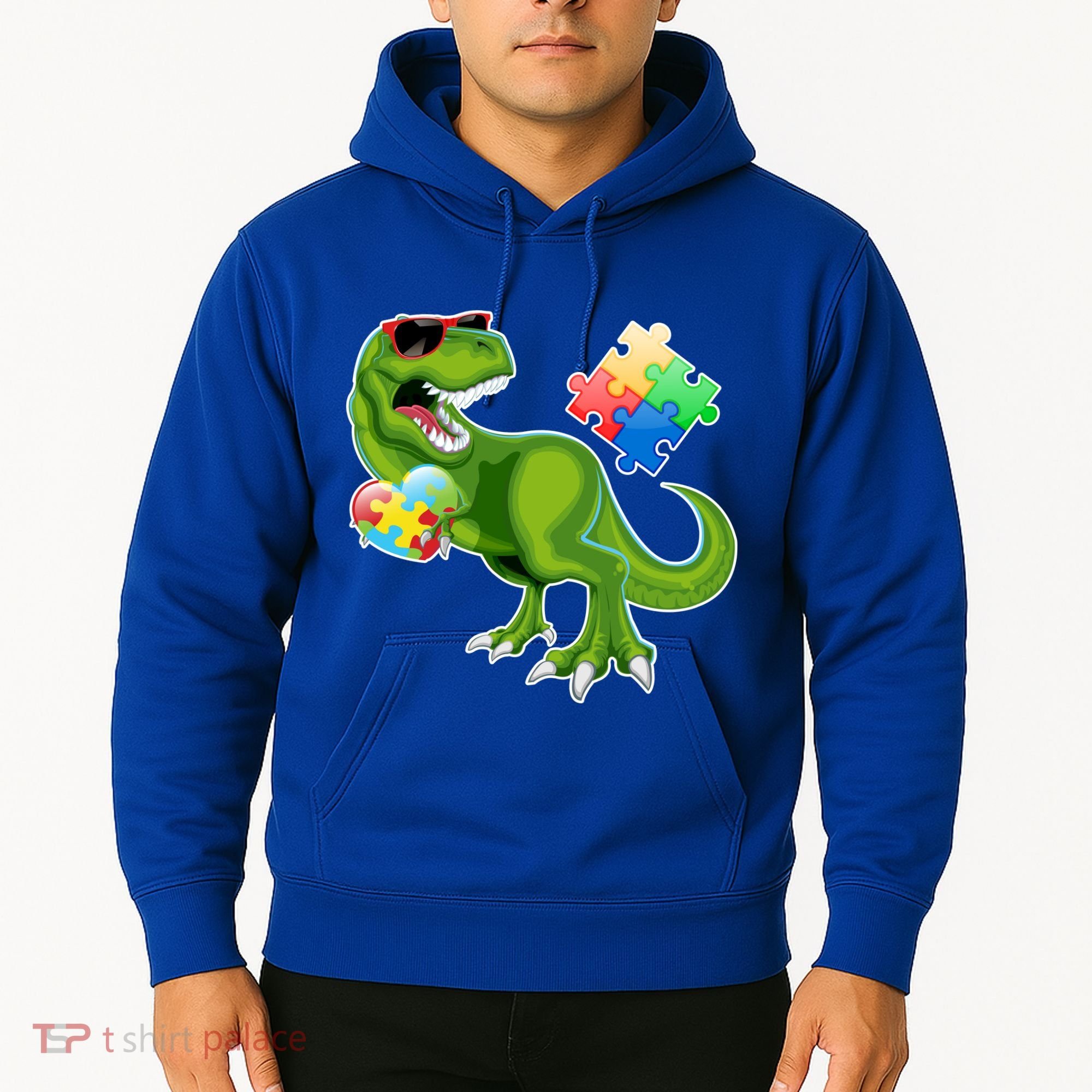 T-Rex Autism Awareness Puzzle Dinosaur  Hoodie