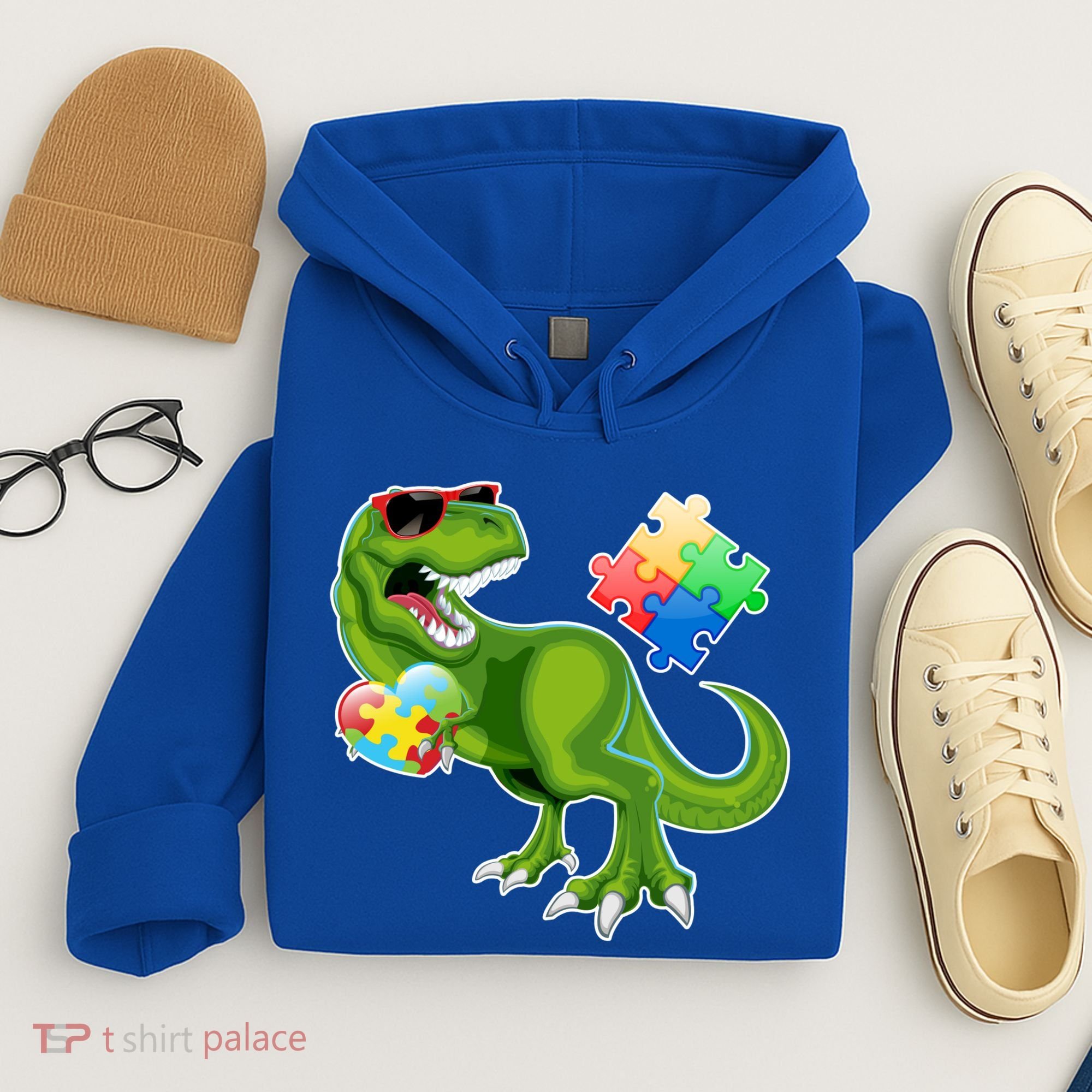 T-Rex Autism Awareness Puzzle Dinosaur  Hoodie