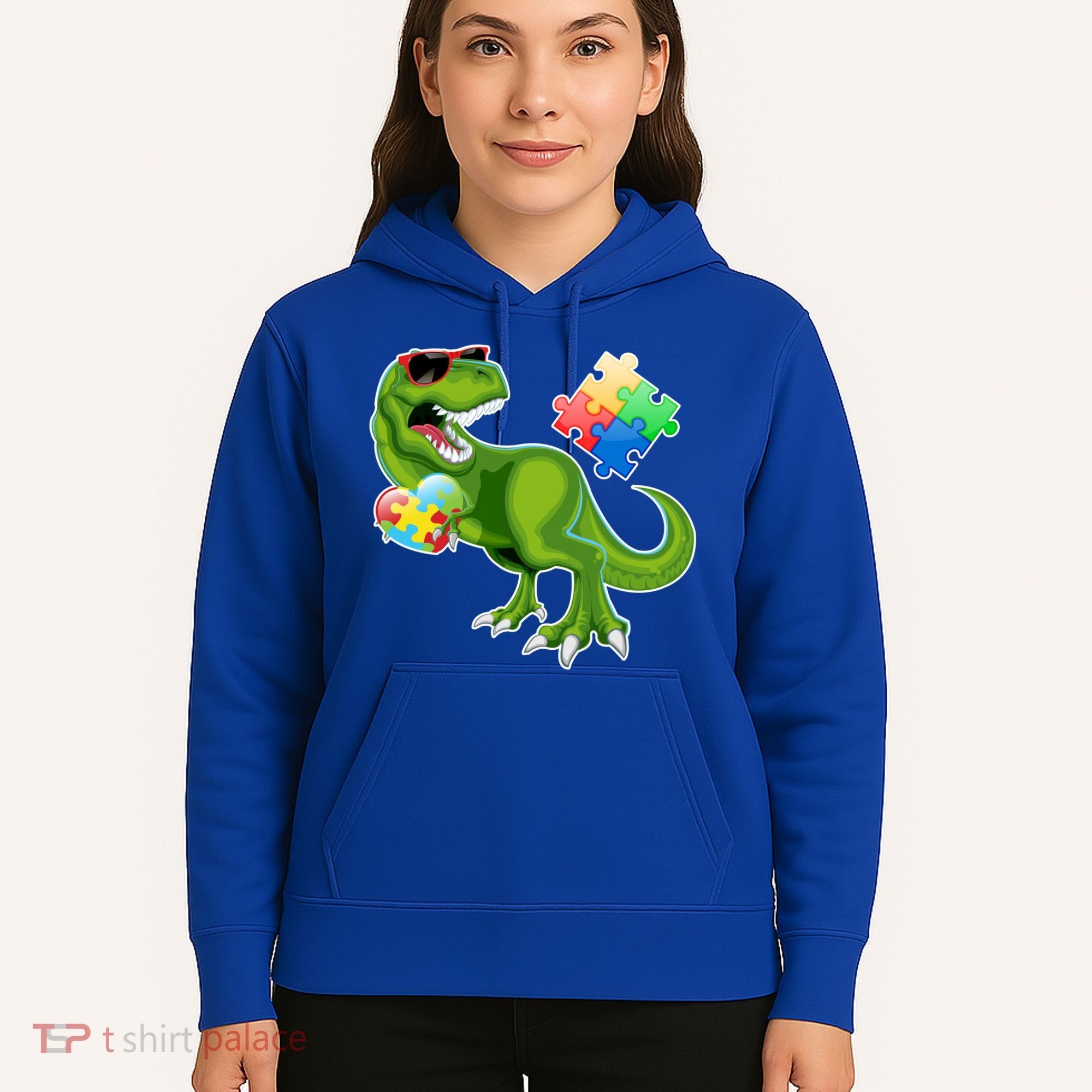 T-Rex Autism Awareness Puzzle Dinosaur  Hoodie