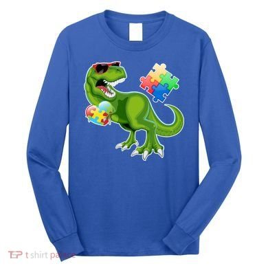 T-Rex Autism Awareness Puzzle Dinosaur  Long Sleeve Shirt