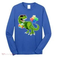 T-Rex Autism Awareness Puzzle Dinosaur  Long Sleeve Shirt thumb 0