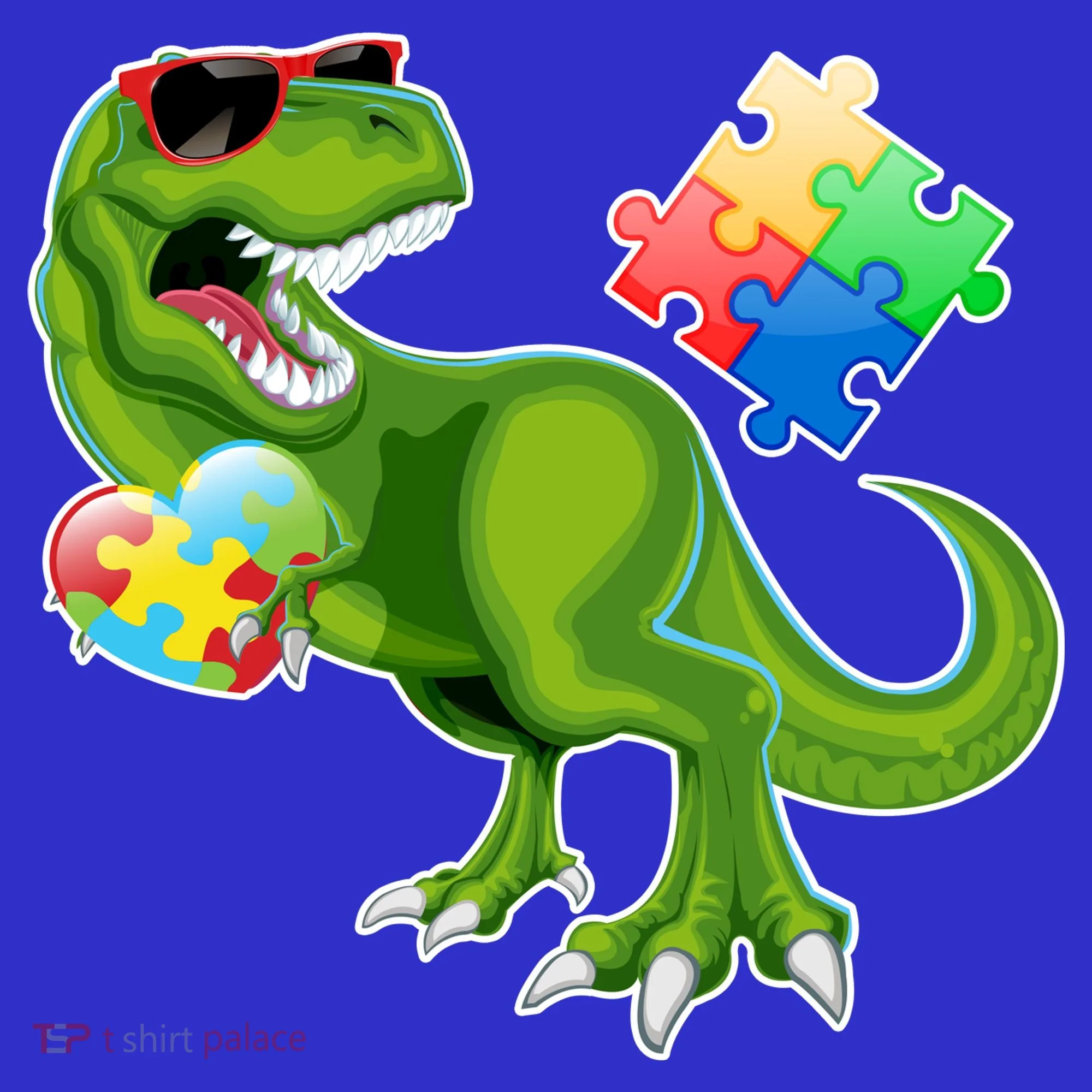 T-Rex Autism Awareness Puzzle Dinosaur  Long Sleeve Shirt
