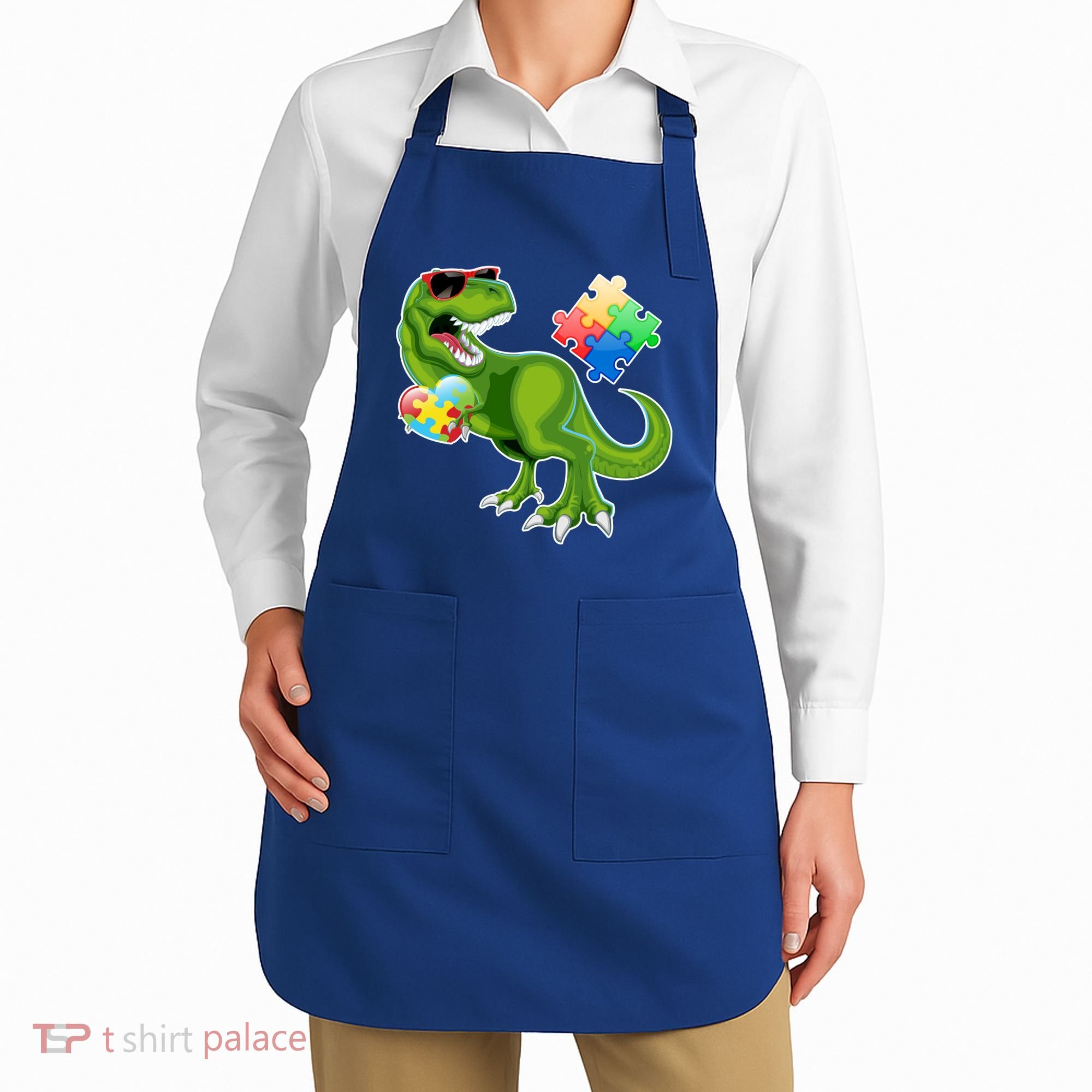 T-Rex Autism Awareness Puzzle Dinosaur  Apron