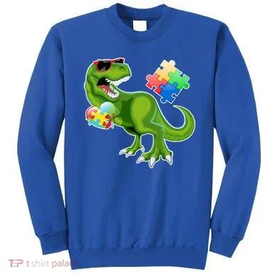 T-Rex Autism Awareness Puzzle Dinosaur  Sweatshirt