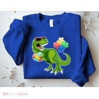 T-Rex Autism Awareness Puzzle Dinosaur  Sweatshirt thumb 2