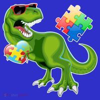 T-Rex Autism Awareness Puzzle Dinosaur  T-Shirt thumb 7