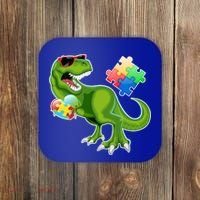 T-Rex Autism Awareness Puzzle Dinosaur  Coaster thumb 0