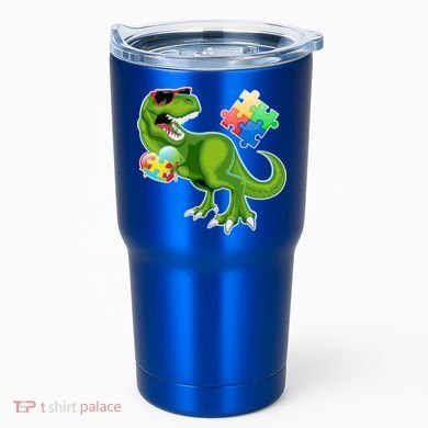 T-Rex Autism Awareness Puzzle Dinosaur  Tumbler