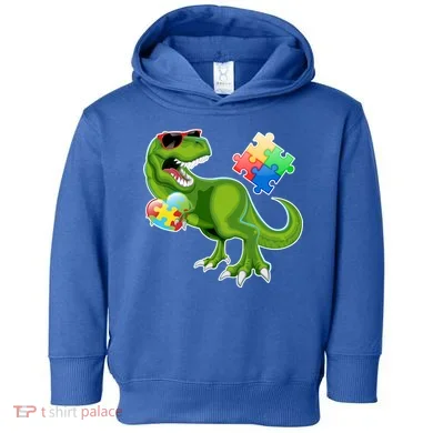 T-Rex Autism Awareness Puzzle Dinosaur  Toddler Hoodie