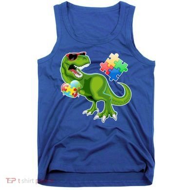 T-Rex Autism Awareness Puzzle Dinosaur  Tank Top