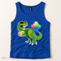 T-Rex Autism Awareness Puzzle Dinosaur  Tank Top thumb 2