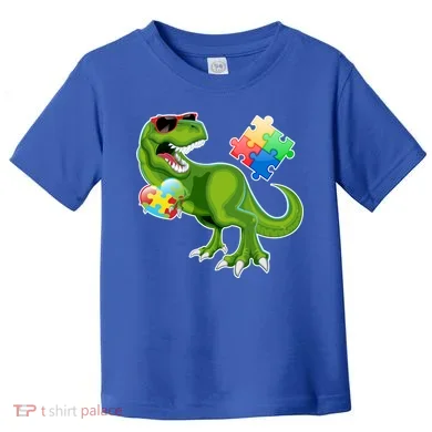 T-Rex Autism Awareness Puzzle Dinosaur Toddler T-Shirt