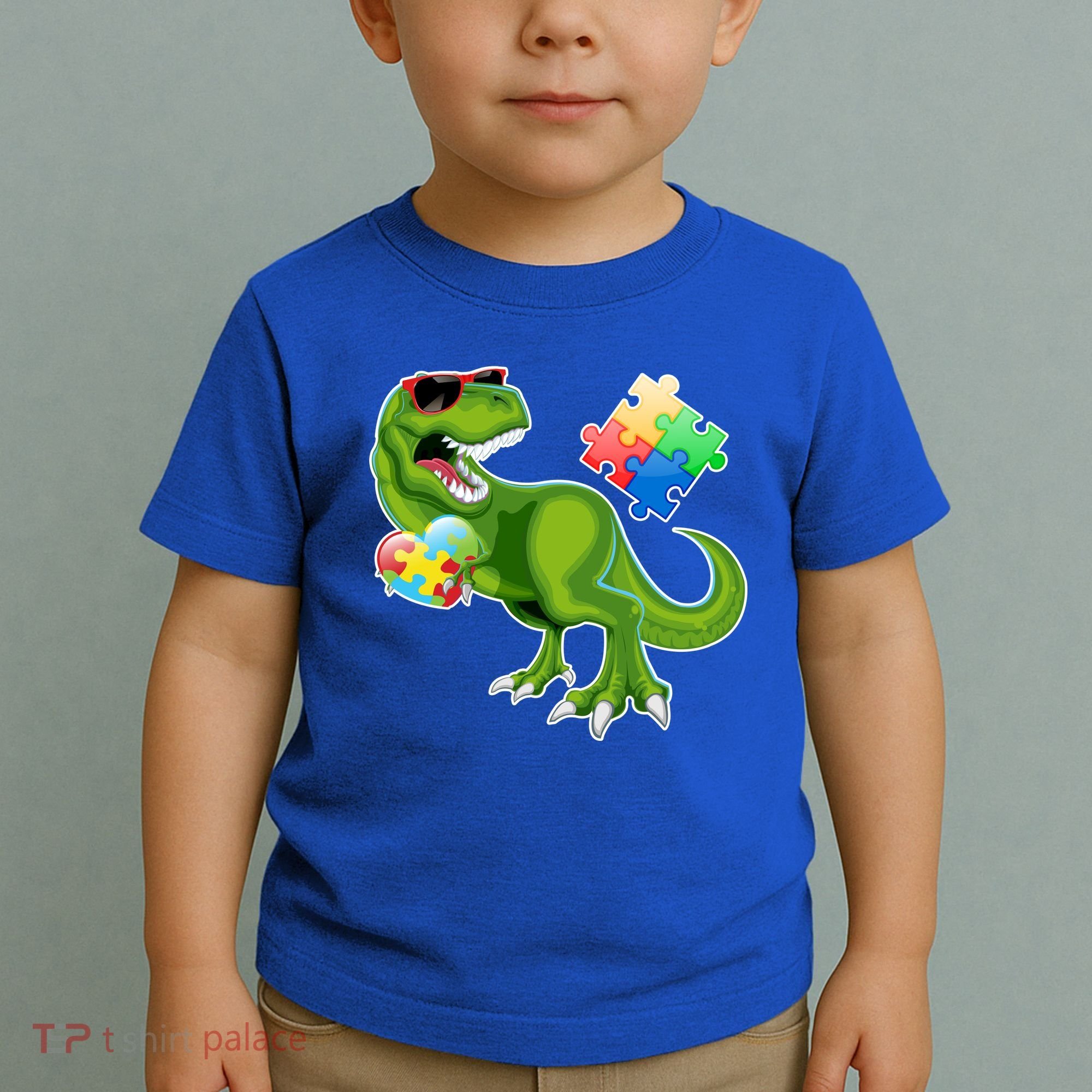 T-Rex Autism Awareness Puzzle Dinosaur  Toddler T-Shirt