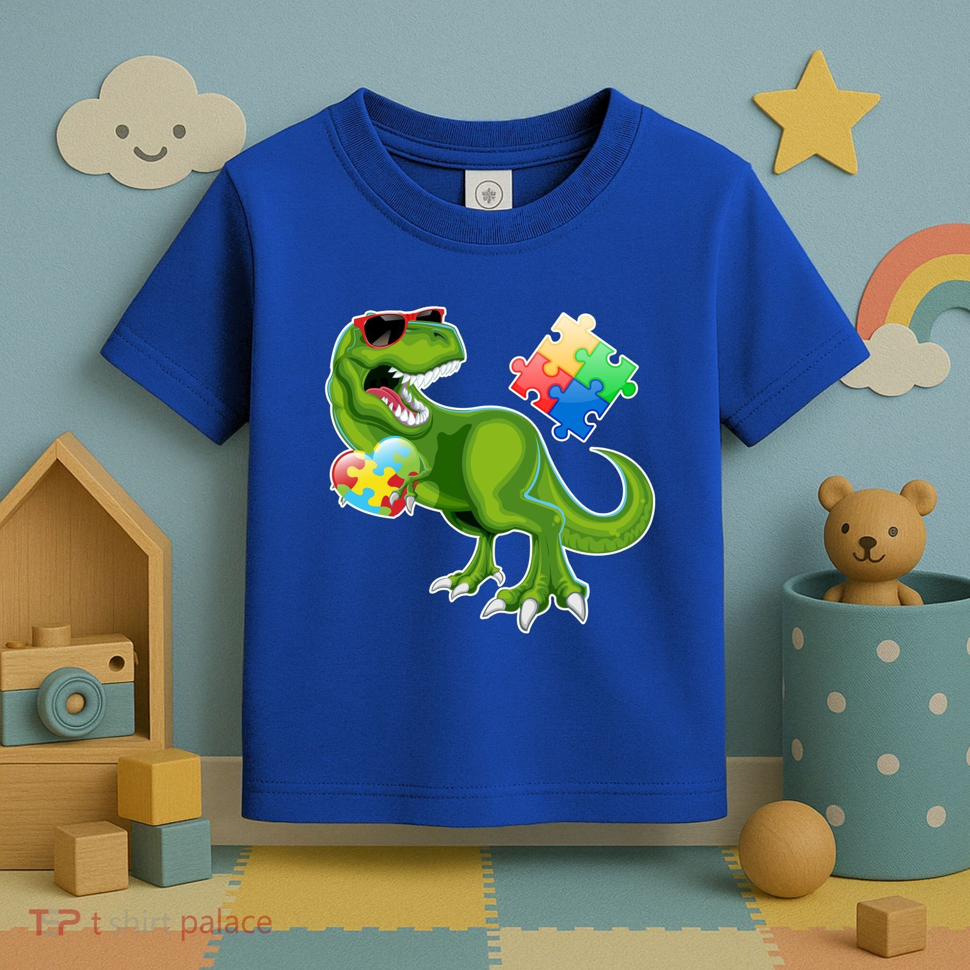 T-Rex Autism Awareness Puzzle Dinosaur  Toddler T-Shirt