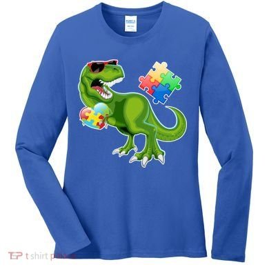 T-Rex Autism Awareness Puzzle Dinosaur  Women's Long Sleeve Shirt