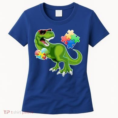 T-Rex Autism Awareness Puzzle Dinosaur  Women's T-Shirt