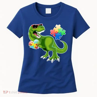 T-Rex Autism Awareness Puzzle Dinosaur Women's T-Shirt