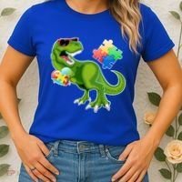 T-Rex Autism Awareness Puzzle Dinosaur  Women's T-Shirt thumb 2