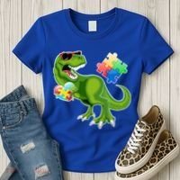 T-Rex Autism Awareness Puzzle Dinosaur  Women's T-Shirt thumb 3