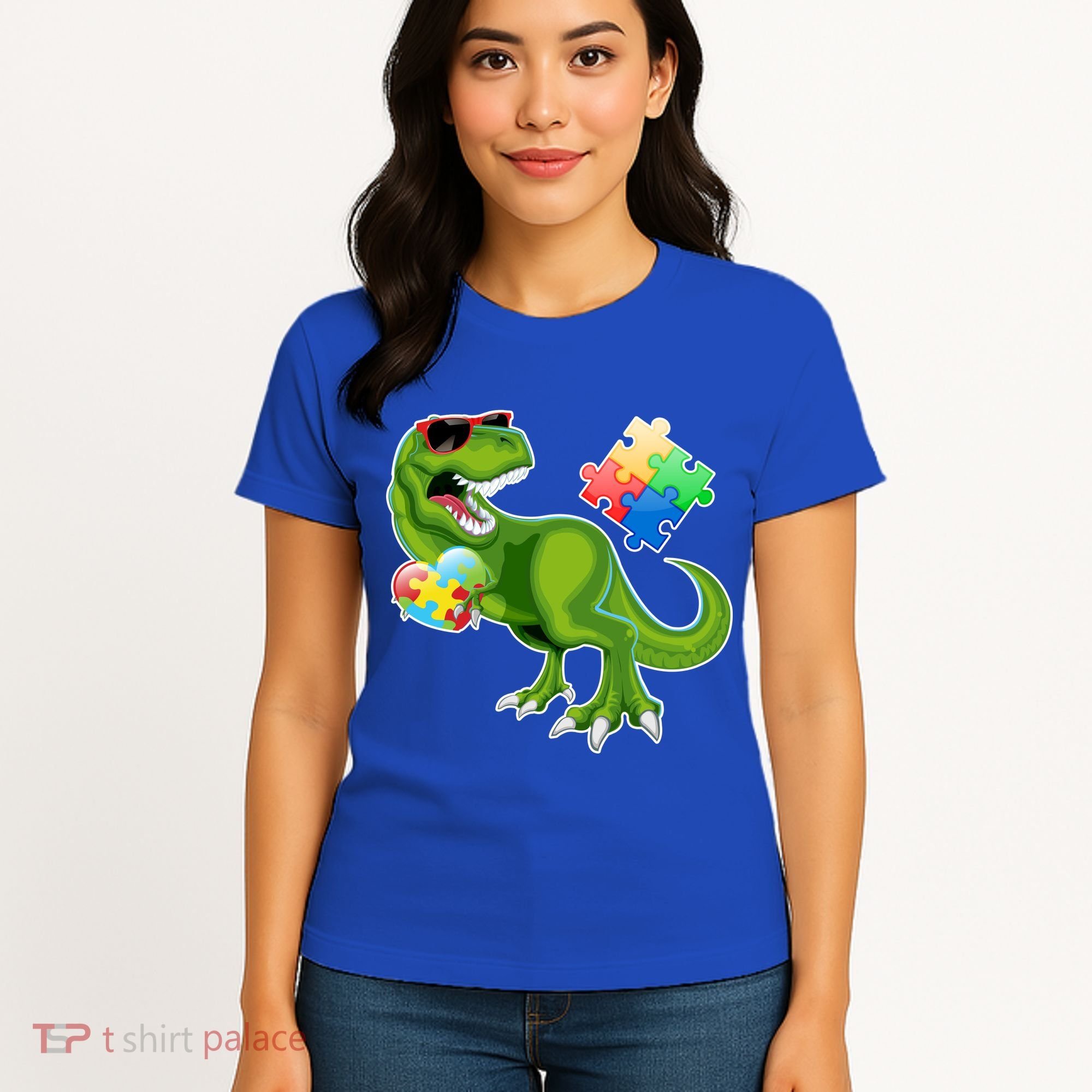 T-Rex Autism Awareness Puzzle Dinosaur  Women's T-Shirt