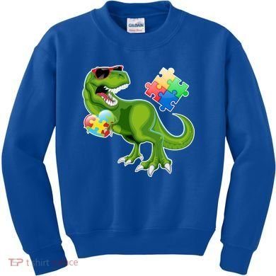 T-Rex Autism Awareness Puzzle Dinosaur  Kids Sweatshirt