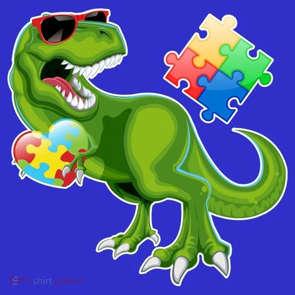 T-Rex Autism Awareness Puzzle Dinosaur  Kids Sweatshirt