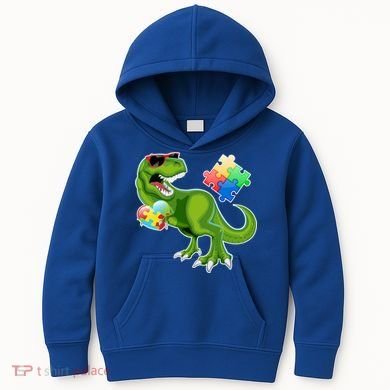 T-Rex Autism Awareness Puzzle Dinosaur  Kids Hoodie
