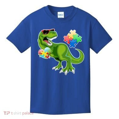 T-Rex Autism Awareness Puzzle Dinosaur  Kids T-Shirt