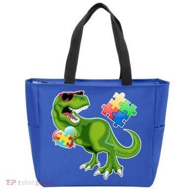 T-Rex Autism Awareness Puzzle Dinosaur  Tote Bag