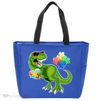 T-Rex Autism Awareness Puzzle Dinosaur  Tote Bag thumb 0