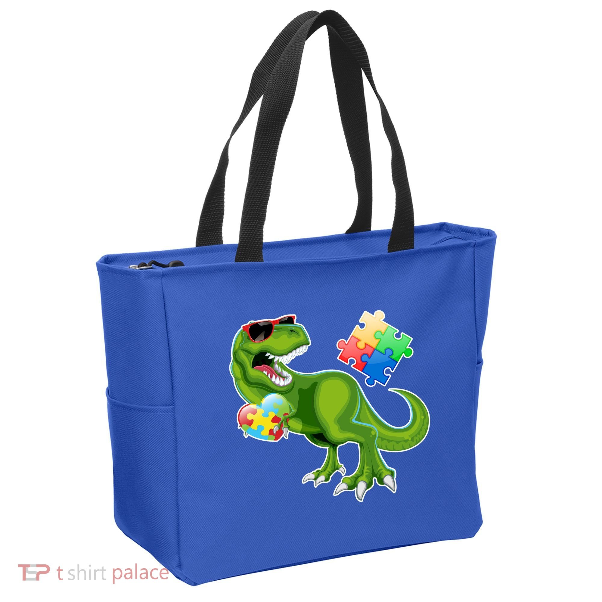 T-Rex Autism Awareness Puzzle Dinosaur  Tote Bag
