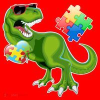 T-Rex Autism Awareness Puzzle Dinosaur  Santa Hat thumb 1